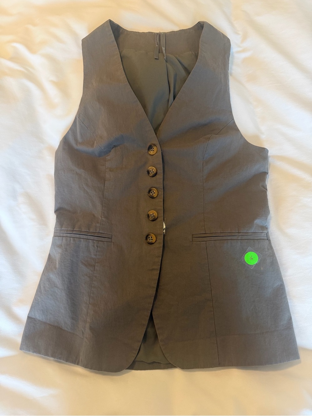 Anthropologie Olive Green Sleeveless Button Front Vest